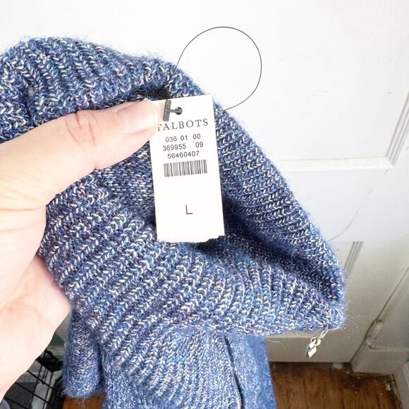 Talbots Zip Collar Sweater Dress Cotton Wool Blend Blue NEW Size Large L - Picture 8 of 10